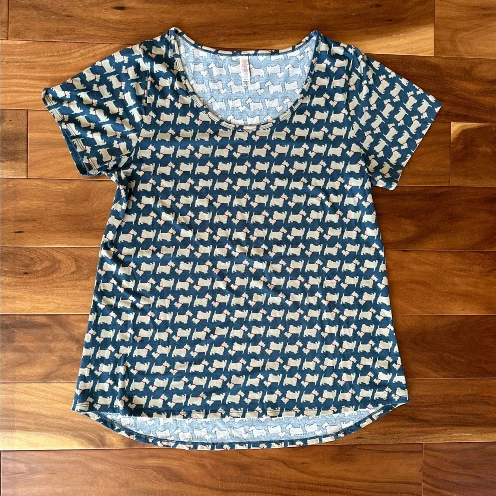 LuLaRoe Dog Print Scottish Terrier Classic Tee size XL